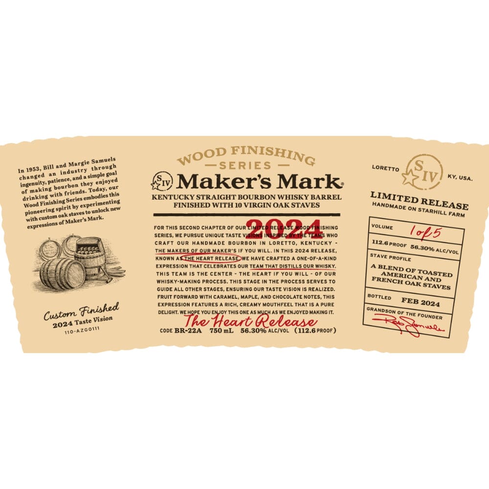 Maker’s Mark Wood Finishing Series 2024 The Heart Release Bourbon Maker's Mark 