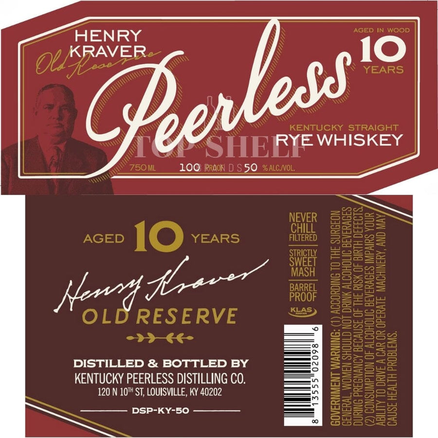 Peerless Henry Kraver 10 Year Old Rye Whiskey Rye Whiskey Kentucky Peerless 