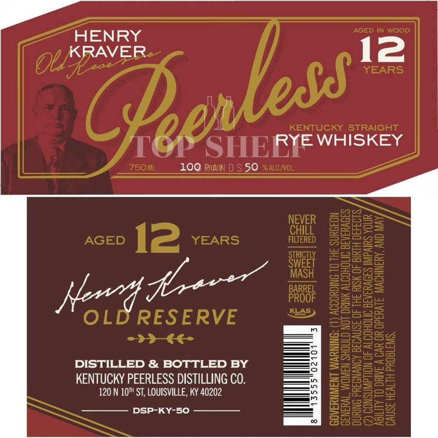 Peerless Henry Kraver 12 Year Old Rye Whiskey Rye Whiskey Kentucky Peerless 