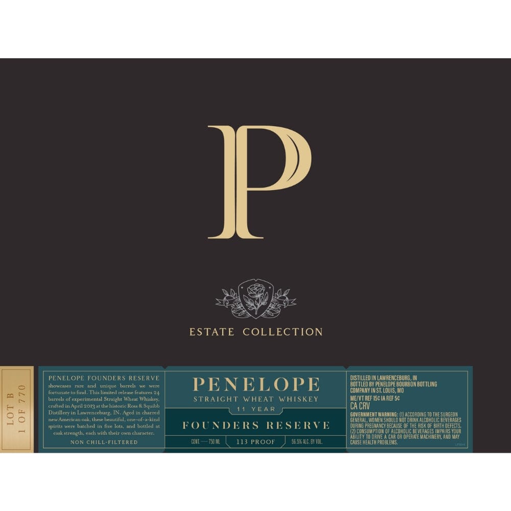 Penelope Estate Collection Founder's Reserve Straight Wheat Whiskey Wheat Whiskey Penelope Bourbon 