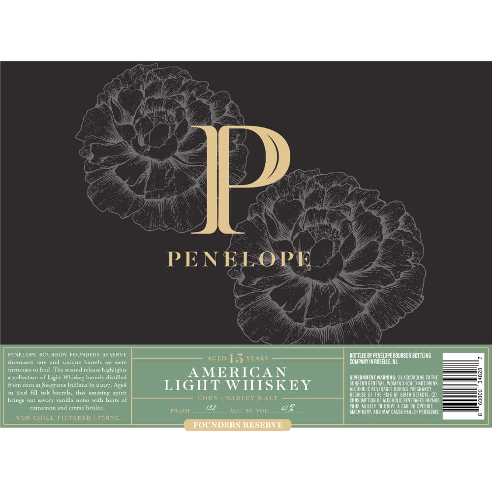 Penelope Founders Reserve 15 Year Old Light Whiskey Light Whiskey Penelope Bourbon 