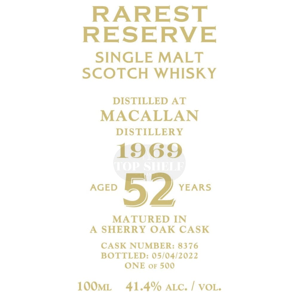 Rarest Reserve 52 Year Old Macallan 1969 Scotch The Macallan 