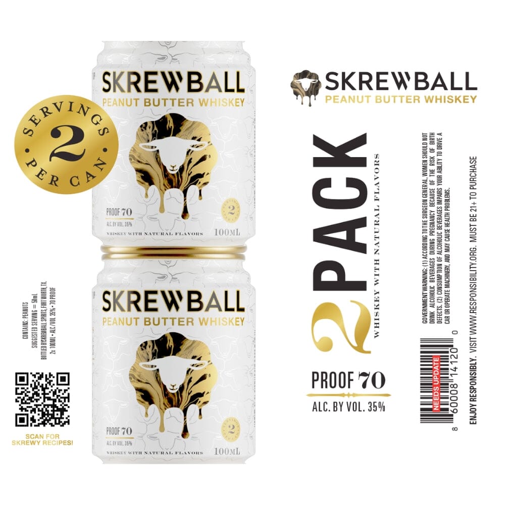 Skrewball Peanut Butter Whiskey Can 2 Pack Flavored Whiskey Skrewball 