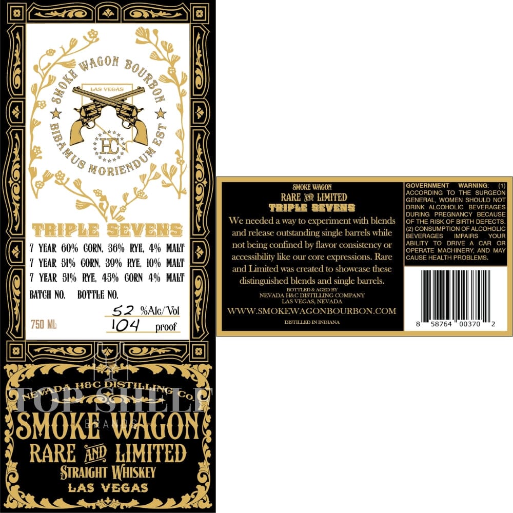 Smoke Wagon Triple Sevens Straight Whiskey Straight American Whiskey Smoke Wagon Bourbon 