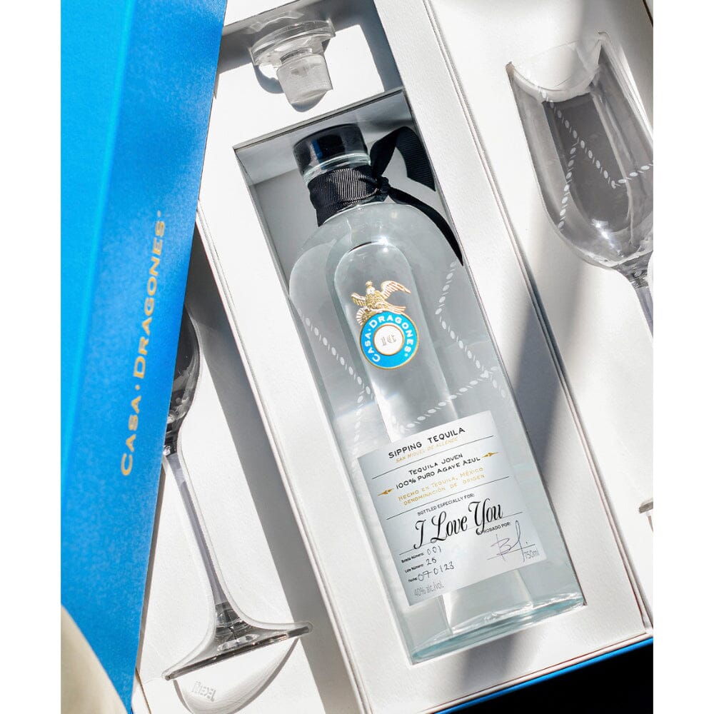 Tequila Casa Dragones Joven Personalized Gift Set with Flute Glasses Tequila Tequila Casa Dragones 