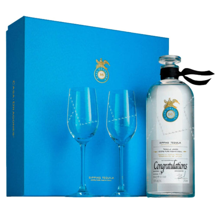 Tequila Casa Dragones Joven Personalized Gift Set with Flute Glasses Tequila Tequila Casa Dragones 