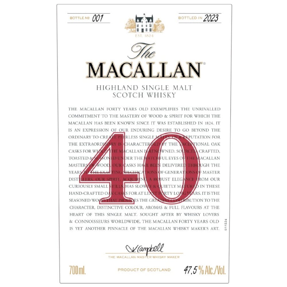 The Macallan 40 Year Old 2023 Edition Scotch The Macallan 