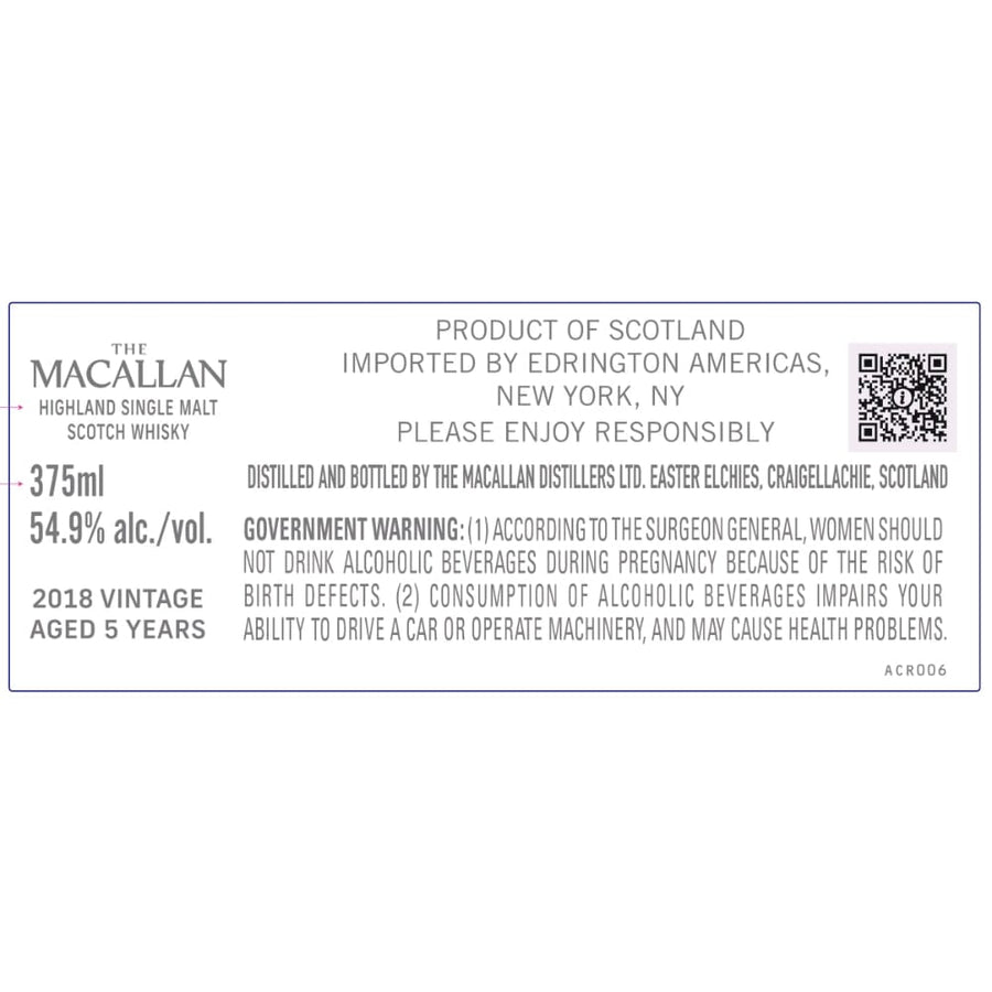 The Macallan 2018 Vintage 5 Year Old 375ml Scotch The Macallan 