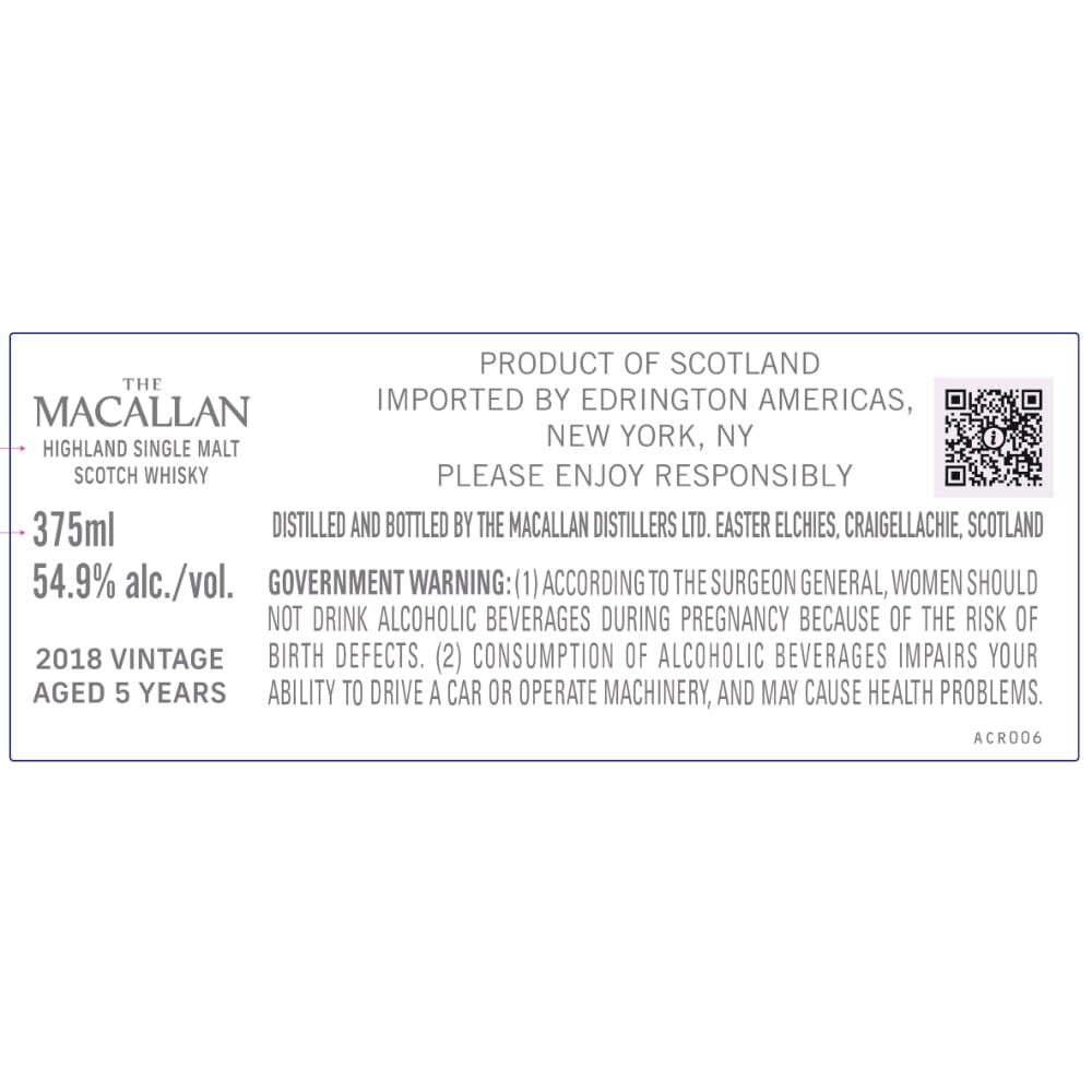 The Macallan 2018 Vintage 5 Year Old 375ml Scotch The Macallan 