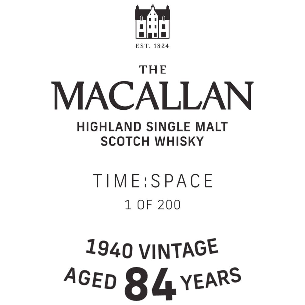 The Macallan Time Space 84 Year Old 1940 Vintage Scotch The Macallan 