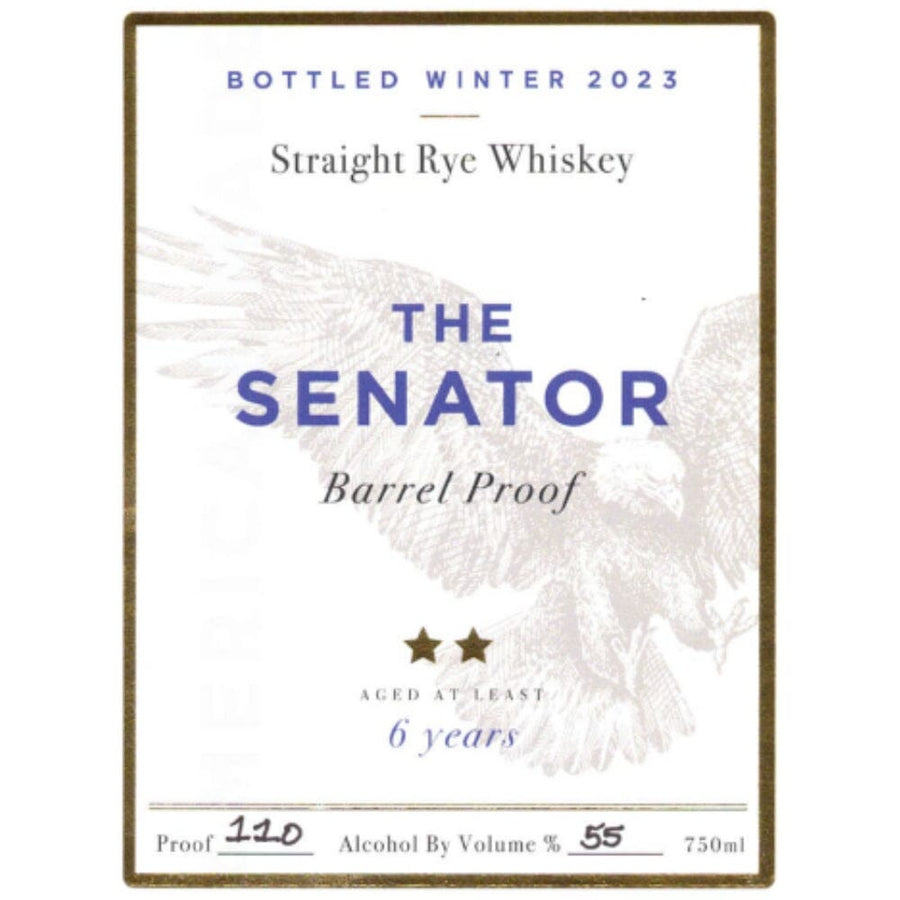 The Senator Barrel Proof 6 Year Old Winter 2023 Rye Whiskey Proof and Wood 