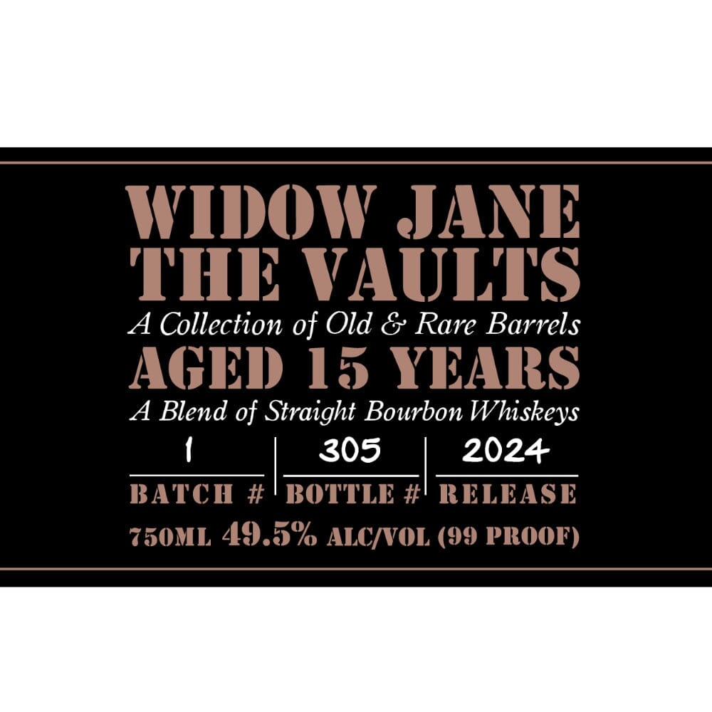 Widow Jane The Vaults 15 Year Old 2024 Edition Bourbon Widow Jane 
