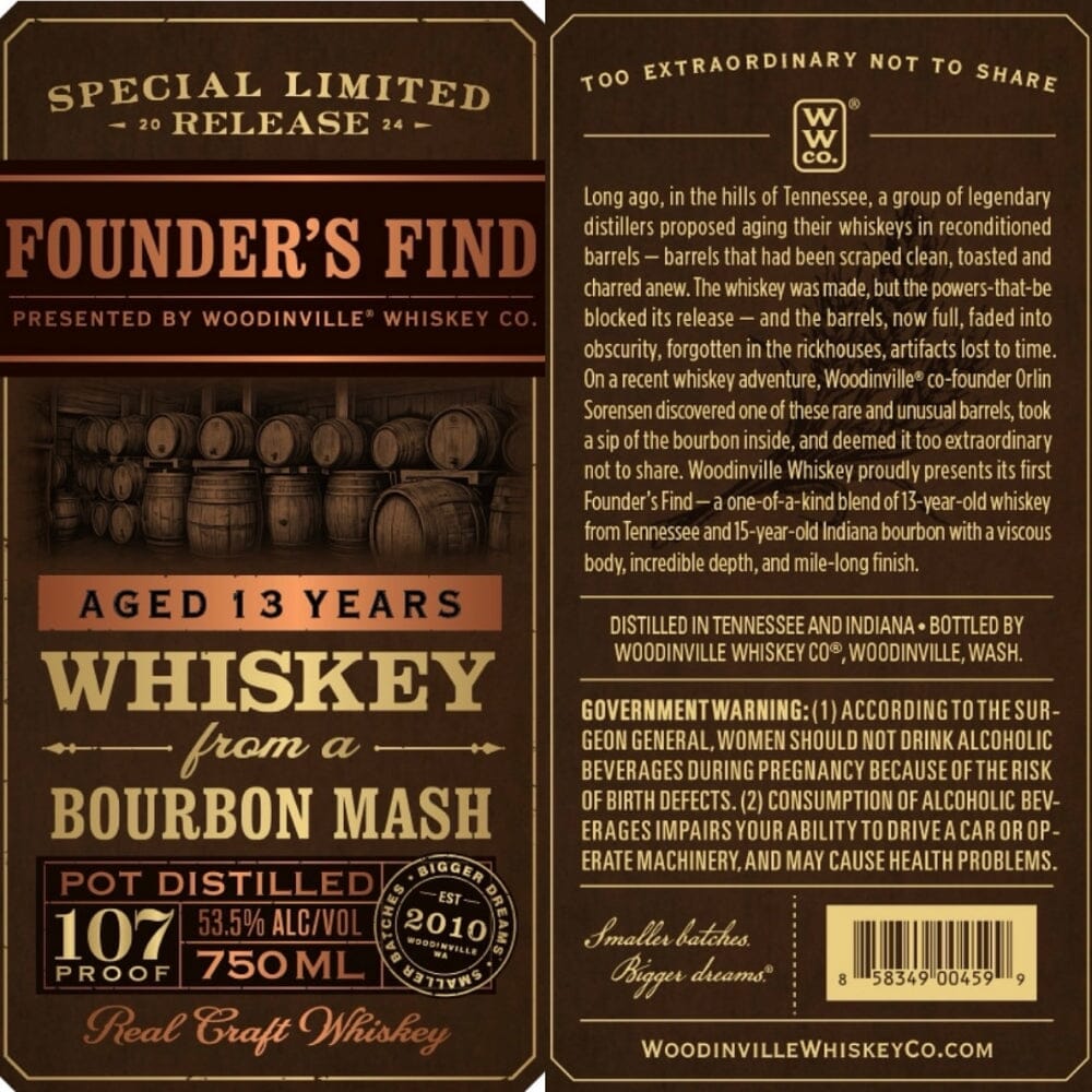 Woodinville Founder’s Find 13 Year Old Bourbon Bourbon Woodinville 