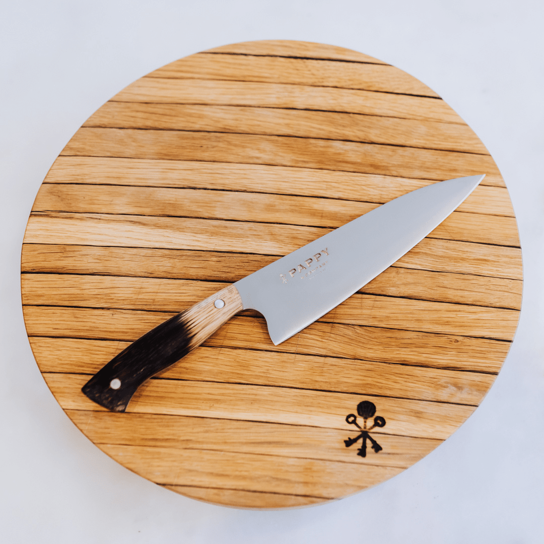 Chef Knife With Custom Barrel Stave Handle Home & Bar Pappy & Company 