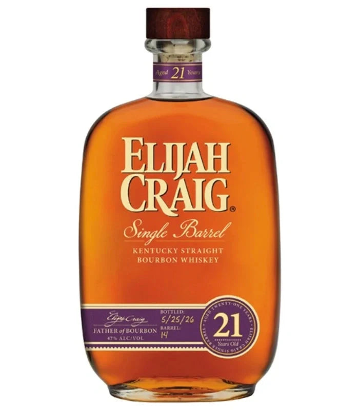 Elijah Craig 21 Year Single Barrel Bourbon Whiskey 750mL Bourbon Elijah Craig 