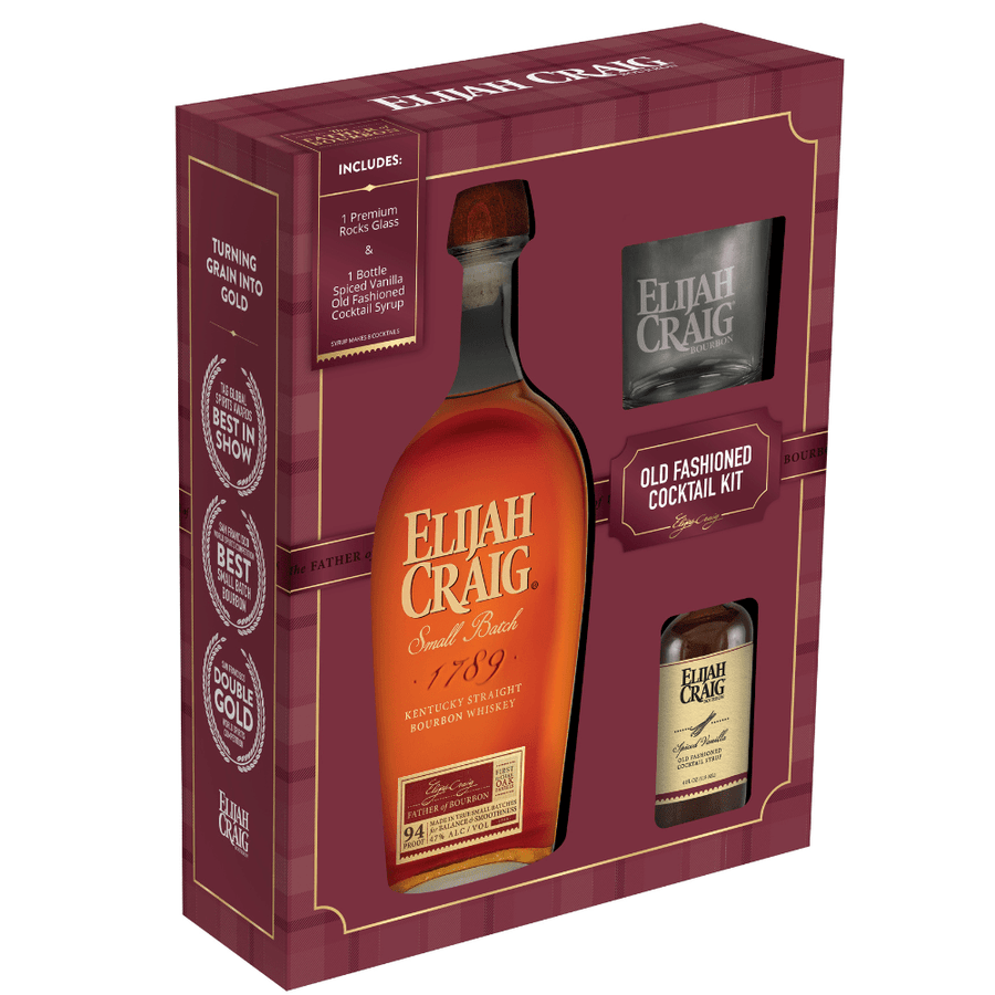 Elijah Craig Small Batch Bourbon Gift Set W/ Spiced Vanilla Old Fashioned Cocktail Kit Bourbon Elijah Craig 