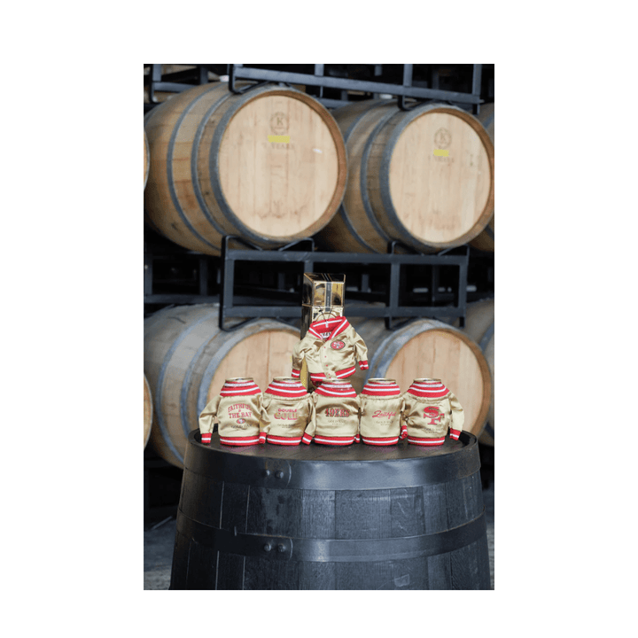 Gold Bar Whiskey Joe Montana Retro Edition 49ers Can Koozie Jacket American Whiskey Gold Bar 