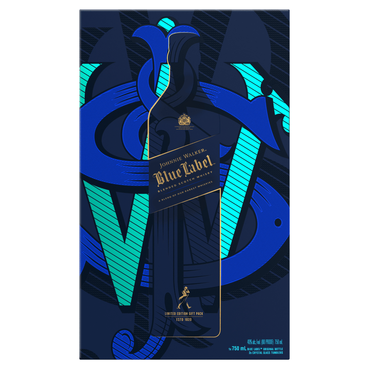 Johnnie Walker Blue Label Limited Edition Design Gift Set With Crystal Glasses Scotch Johnnie Walker 