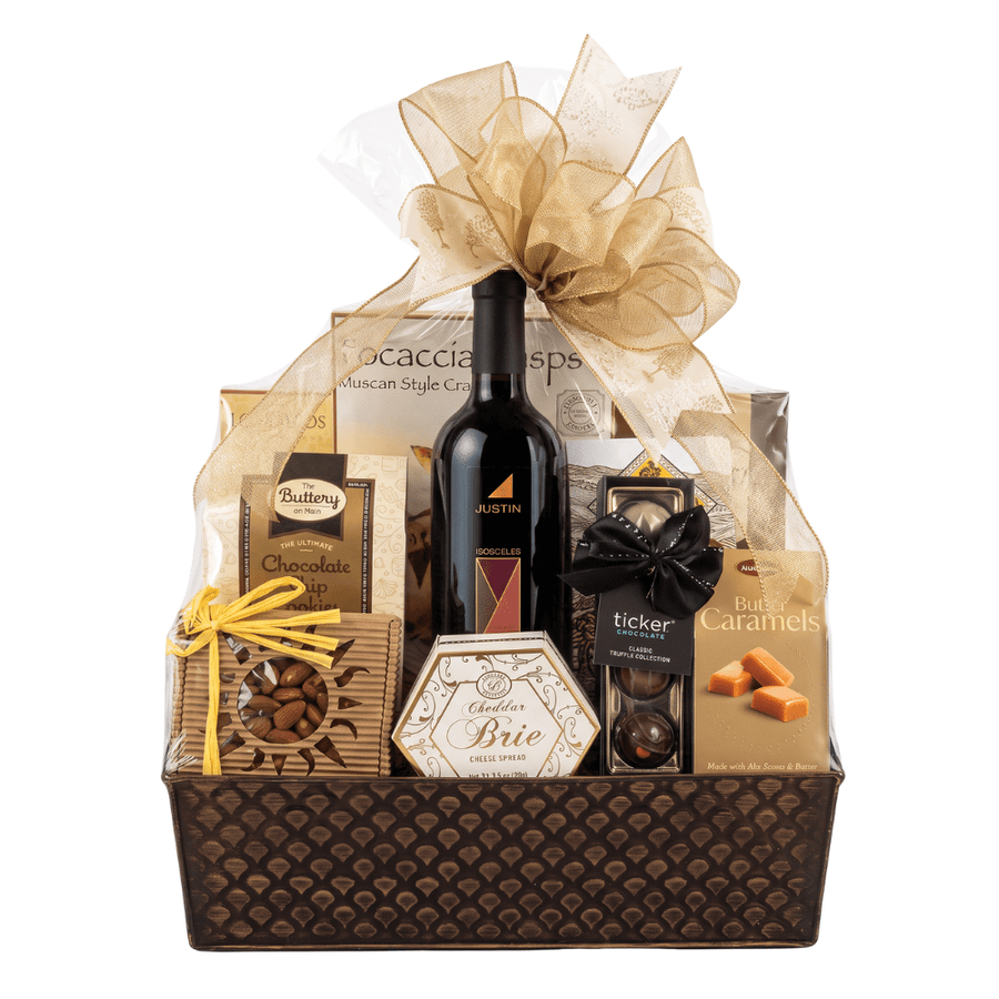 Justin Isosceles Red Wine Gift Basket Wine Silver Oak 