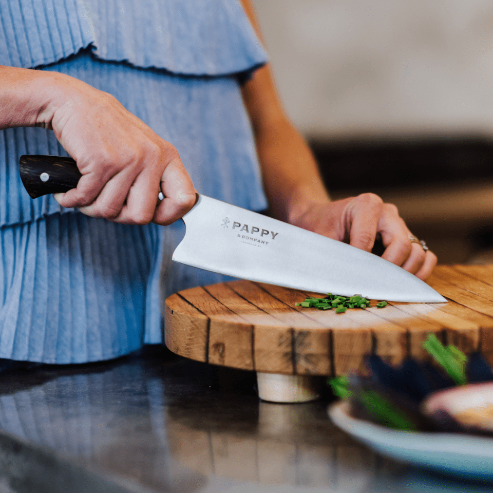 Chef Knife With Custom Barrel Stave Handle Home & Bar Pappy & Company 