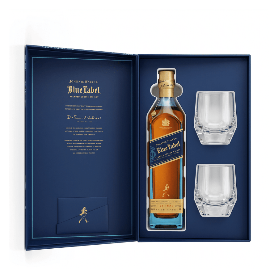 Johnnie Walker Blue Label Limited Edition Design Gift Set With Crystal Glasses Scotch Johnnie Walker 