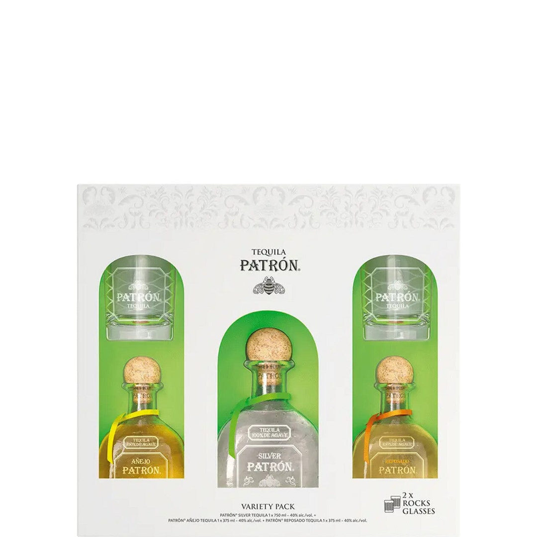 Patron Tequila Variety Pack w/ Rocks Glasses Gift Set Tequila Patron Tequila 