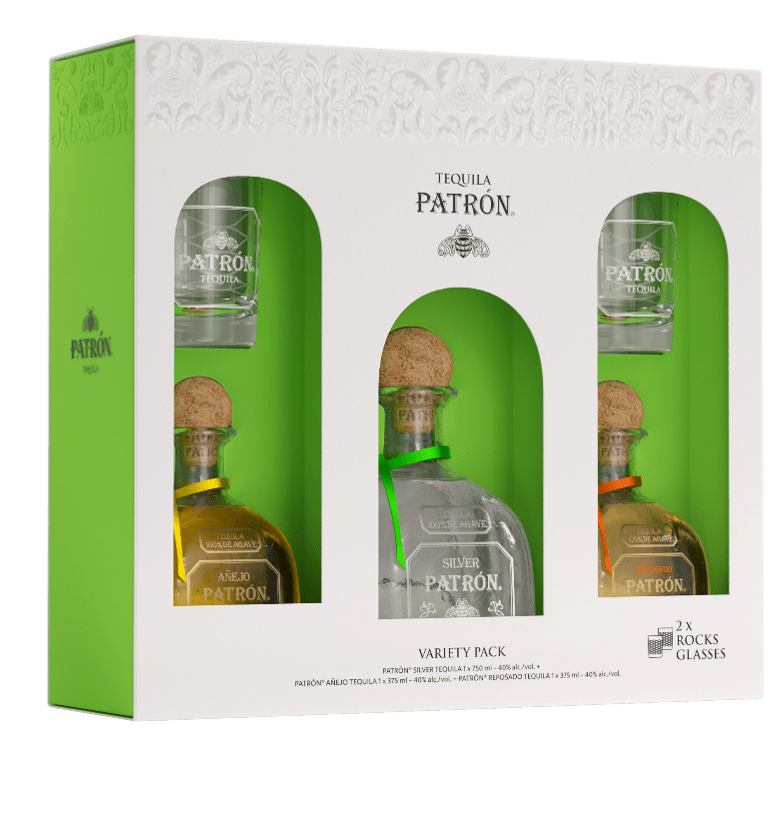 Patron Tequila Variety Pack w/ Rocks Glasses Gift Set Tequila Patron Tequila 