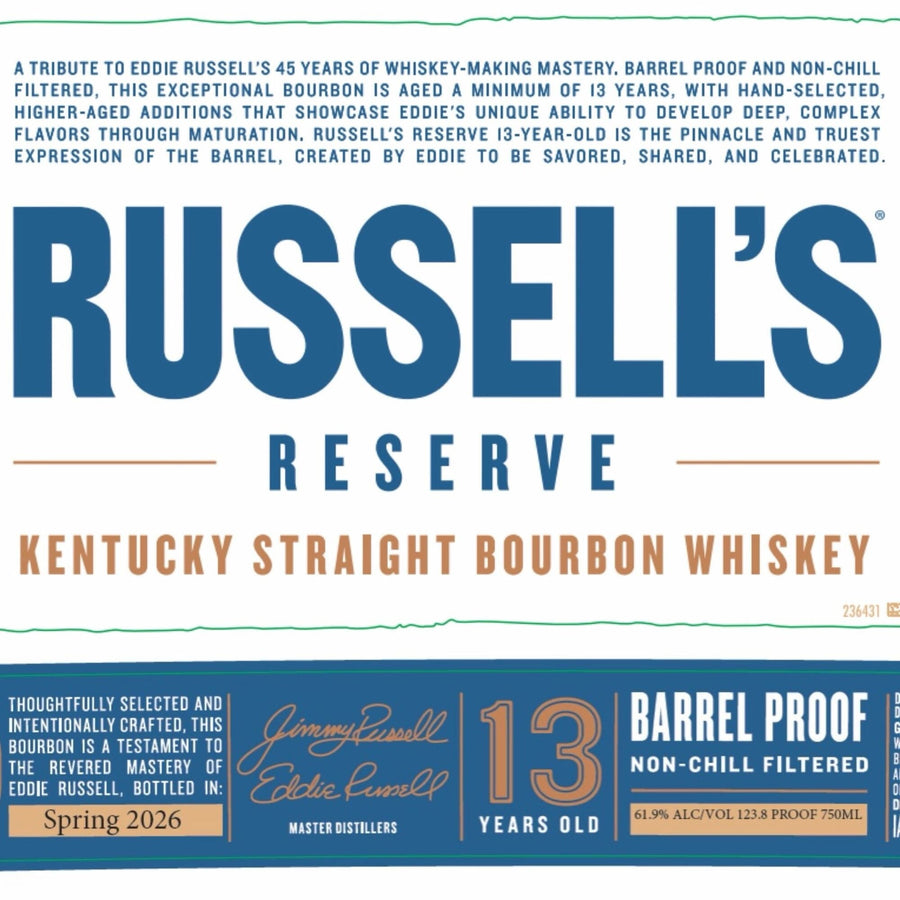 Russell’s Reserve 13 Year Eddie Russell’s 45th Anniversary Bourbon Russell’s Reserve 