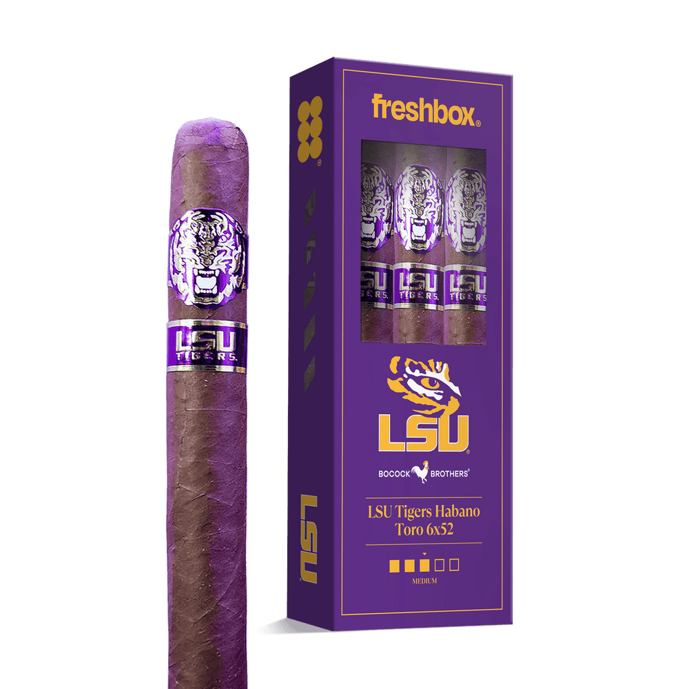 Boccock Brothers LSU Tigers Habano Toro 6x52 FreshBox | Cigar 3-Pack FreshBox Boccock Brothers 