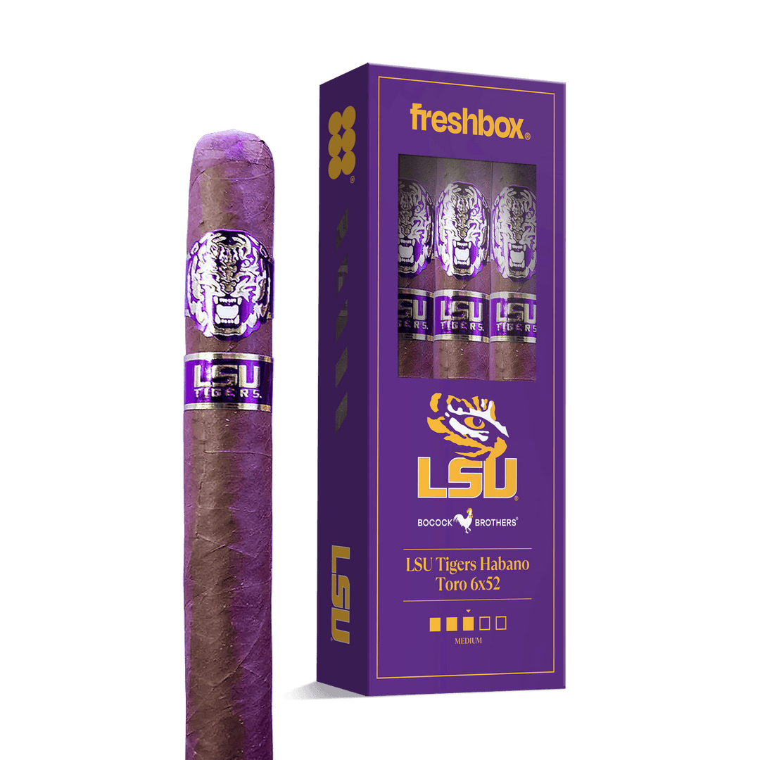 Boccock Brothers LSU Tigers Habano Toro 6x52 FreshBox | Cigar 3-Pack FreshBox Boccock Brothers 