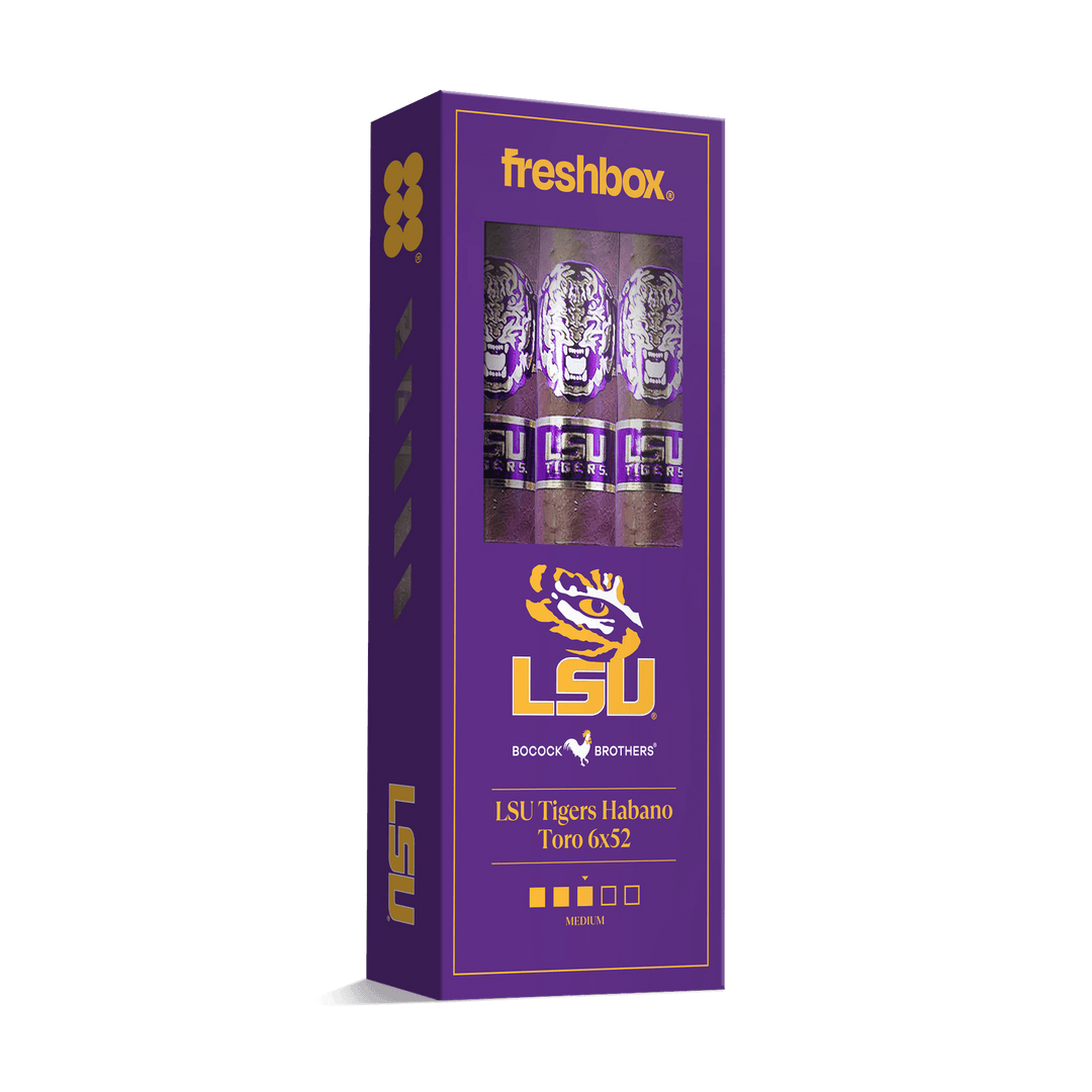 Boccock Brothers LSU Tigers Habano Toro 6x52 FreshBox | Cigar 3-Pack FreshBox Boccock Brothers 