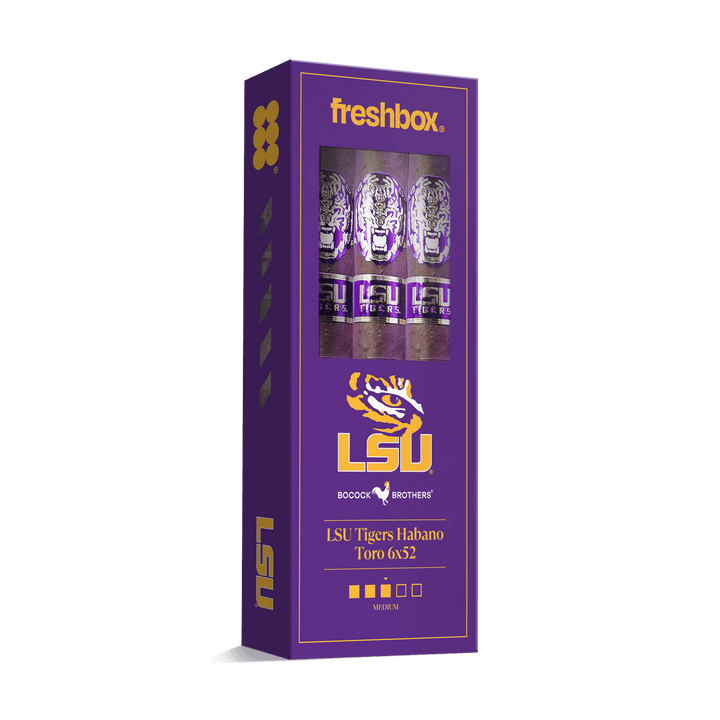 Boccock Brothers LSU Tigers Habano Toro 6x52 FreshBox | Cigar 3-Pack FreshBox Boccock Brothers 