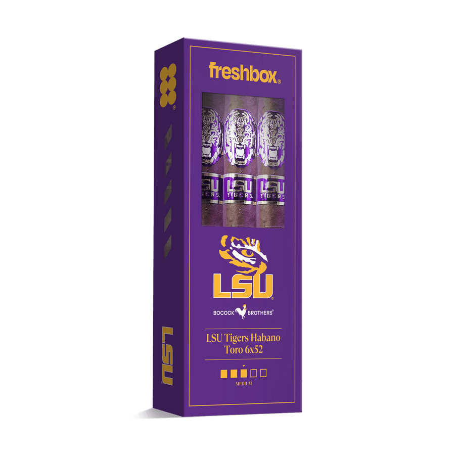 Boccock Brothers LSU Tigers Habano Toro 6x52 FreshBox | Cigar 3-Pack FreshBox Boccock Brothers 
