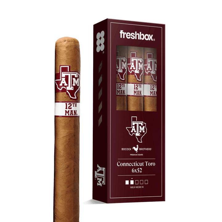 Boccock Brothers Texas A&M Connecticut 6x52 FreshBox | Cigar 3-Pack FreshBox Boccock Brothers 