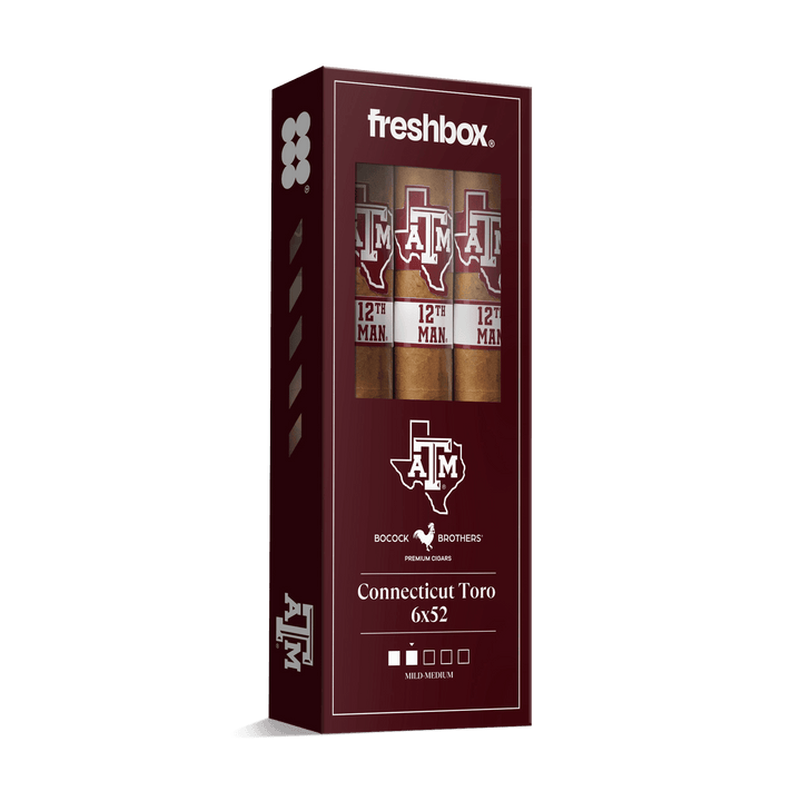 Boccock Brothers Texas A&M Connecticut 6x52 FreshBox | Cigar 3-Pack FreshBox Boccock Brothers 