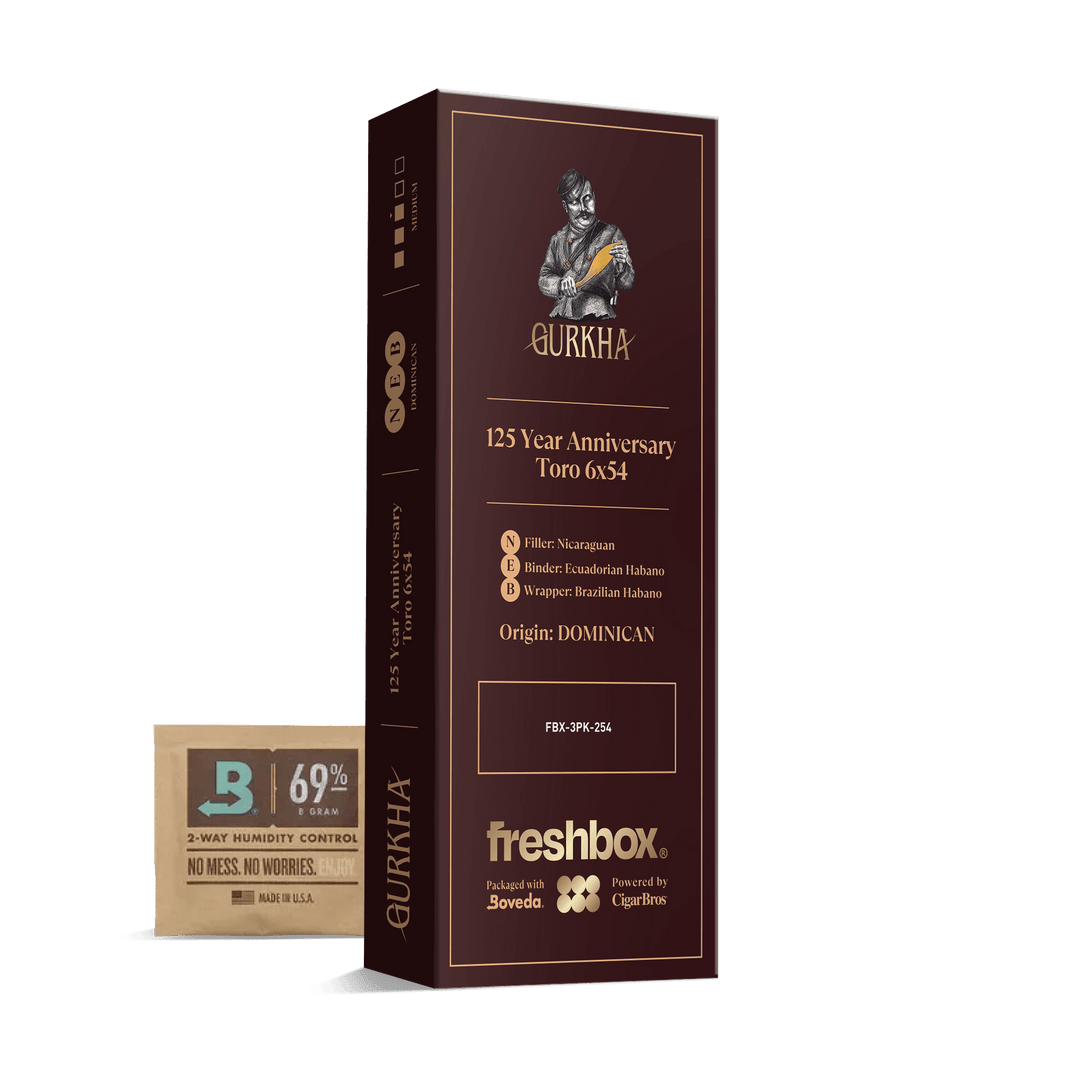 Gurkha 125 Year Anniversary Toro 6x54 FreshBox | Cigar 3-Pack FreshBox Gurkha 