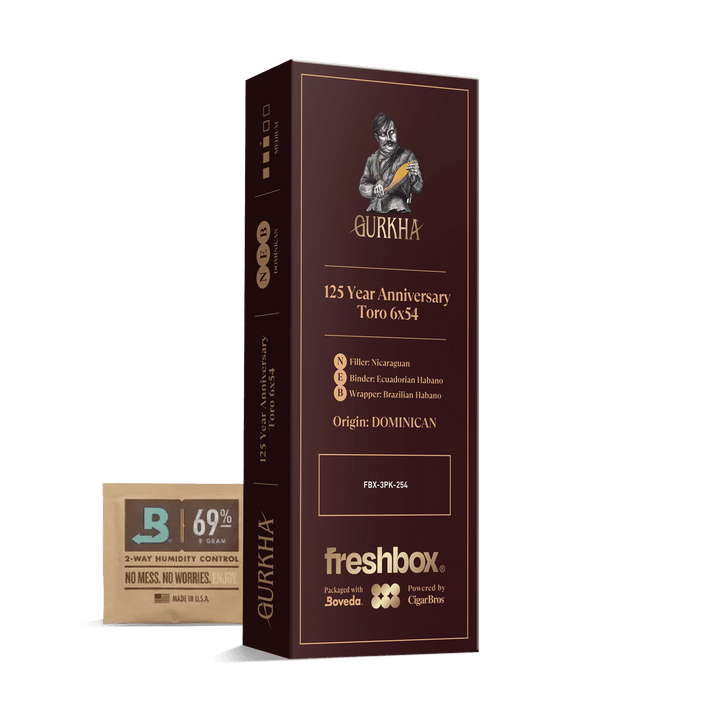 Gurkha 125 Year Anniversary Toro 6x54 FreshBox | Cigar 3-Pack FreshBox Gurkha 