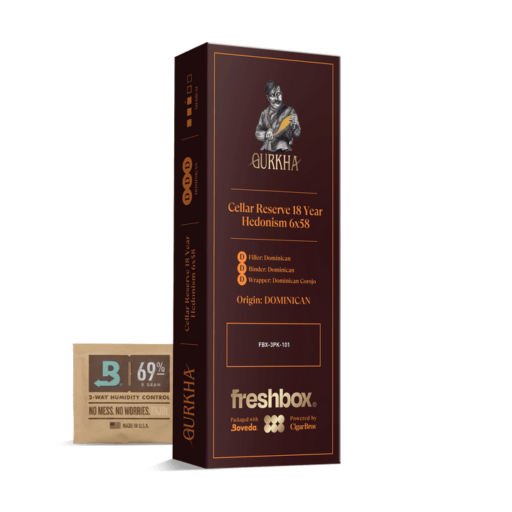 Gurkha Cellar Reserve 18 Year Hedonism 6x58 FreshBox | Cigar 3-Pack FreshBox Gurkha 