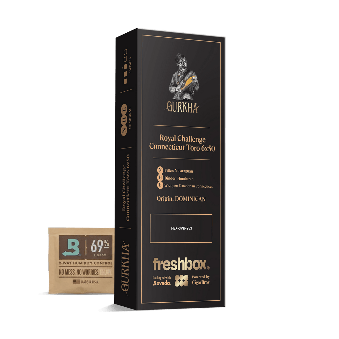 Gurkha Royal Challenge Connecticut Toro 6x50 FreshBox | Cigar 3-Pack FreshBox Gurkha 
