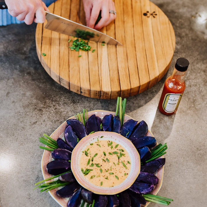 Bourbon Barrel Stave Cutting Board: Round Home & Bar Pappy & Company 