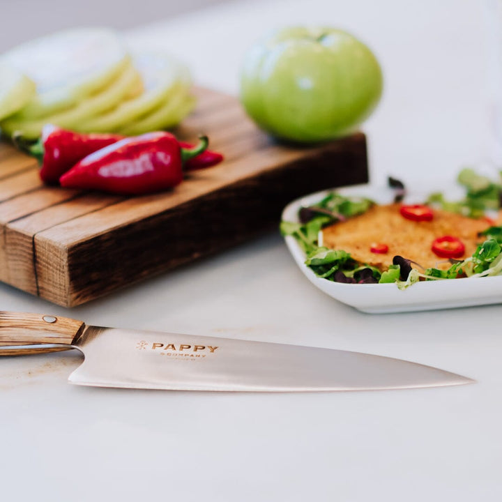 Chef Knife With Custom Barrel Stave Handle Home & Bar Pappy & Company 