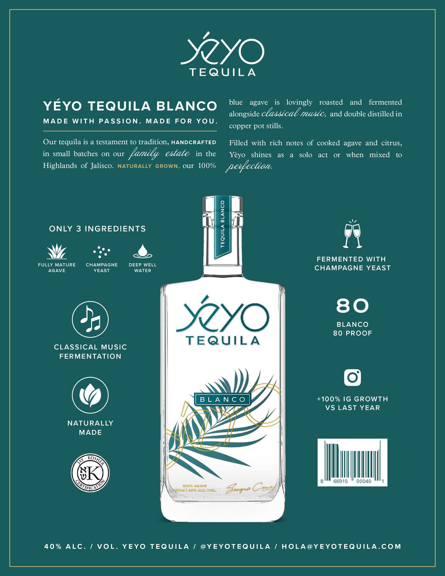 Yéyo Tequila Blanco Highland Jalisco 100% Blue Agave tequila YÉYO TEQUILA 