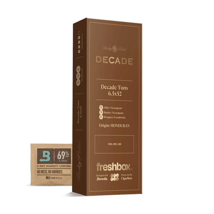 Rocky Patel Decade Toro 6.5x52 FreshBox | Cigar 3-Pack FreshBox Rocky Patel 