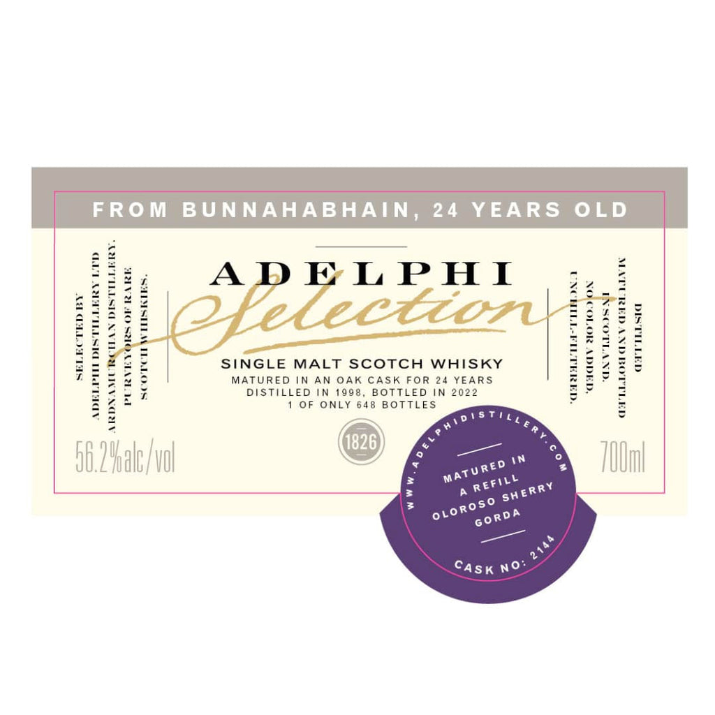 Adelphi Limited Bunnahabhain 1998 24 Year Old Rare Scotch Whiskey Scotch Whisky Adelphi Selections 