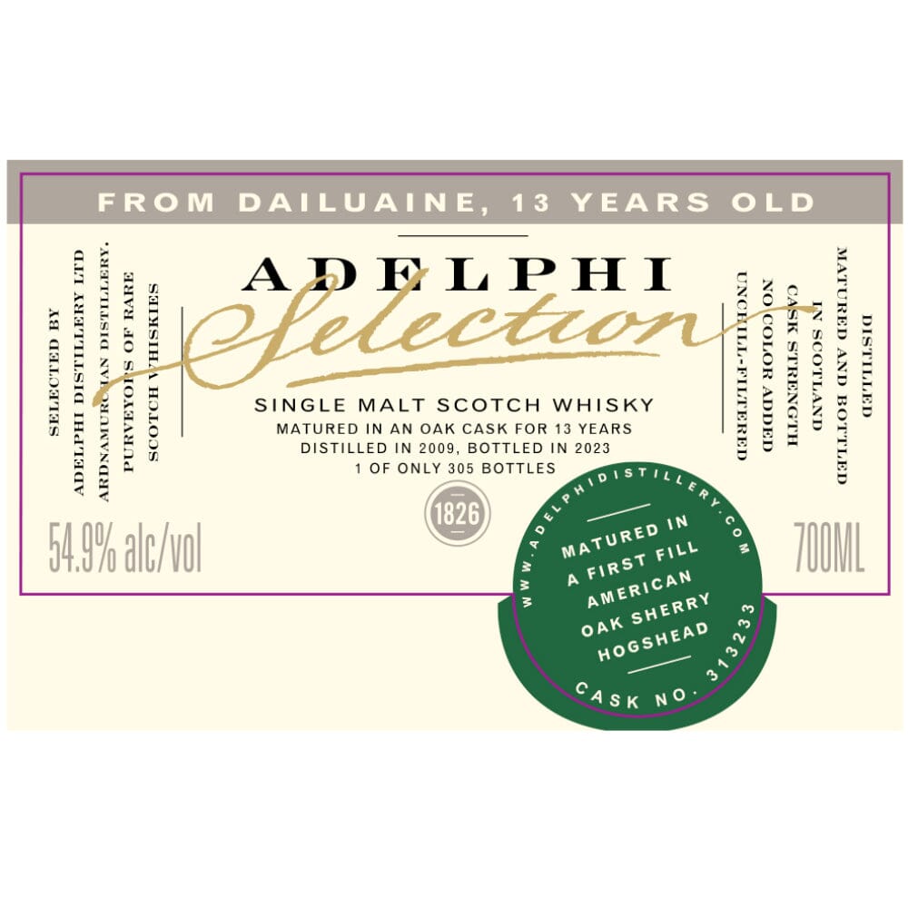 Adelphi Selection Dailuaine 13 Year Old 2009 Scotch Adelphi Selections 