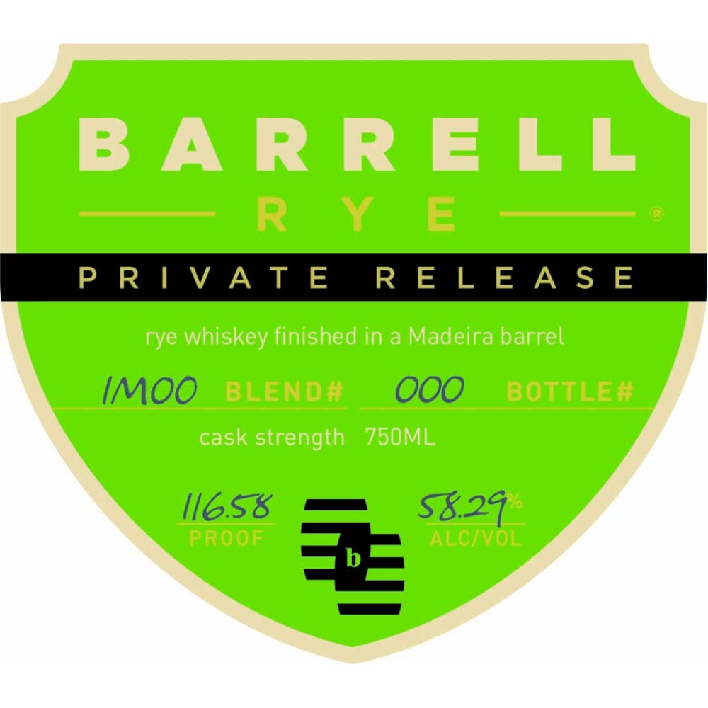 Barrell Rye Private Release Finished in a Madeira Barrel Rye Whiskey Barrell Craft Spirits 