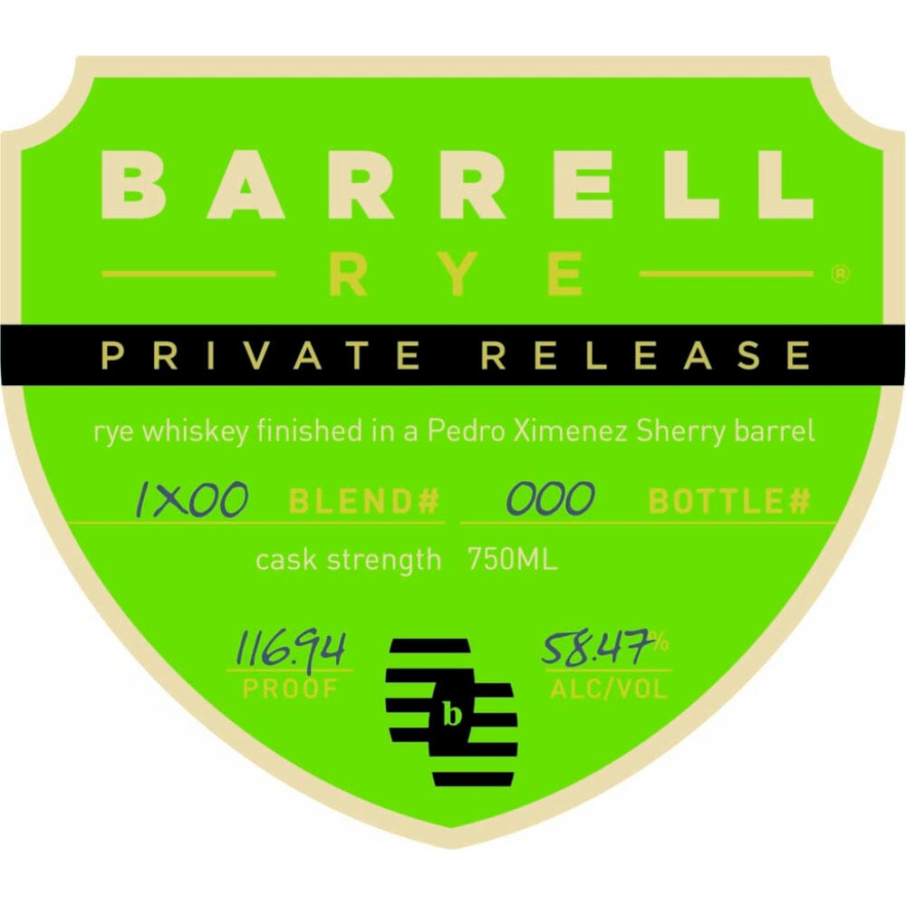 Barrell Rye Private Release Finished in a Pedro Ximenez Sherry Barrel Rye Whiskey Barrell Craft Spirits 