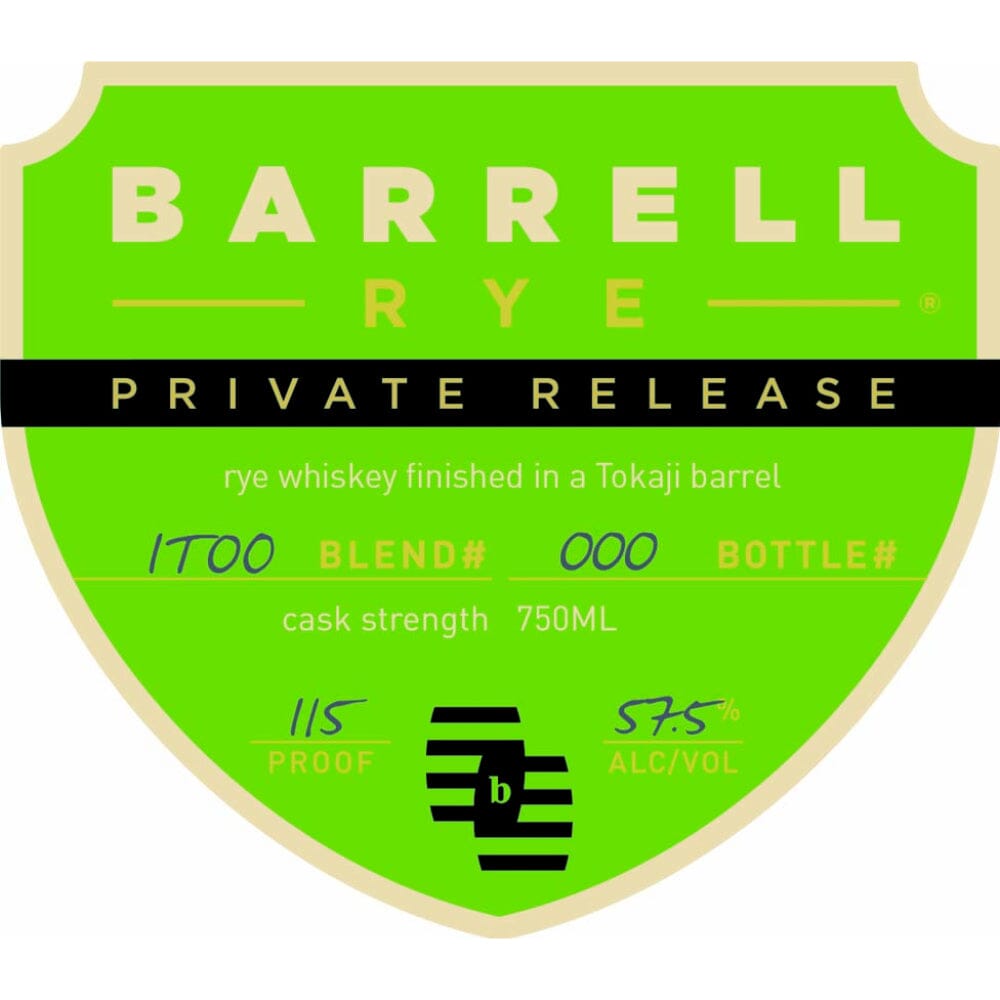 Barrell Rye Private Release Finished in a Tokaji Barrel Rye Whiskey Barrell Craft Spirits 
