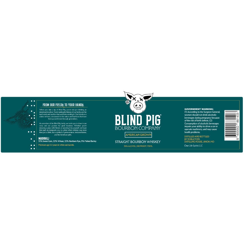 Blind Pig American Grown Straight Bourbon Nobletons Distilling House 