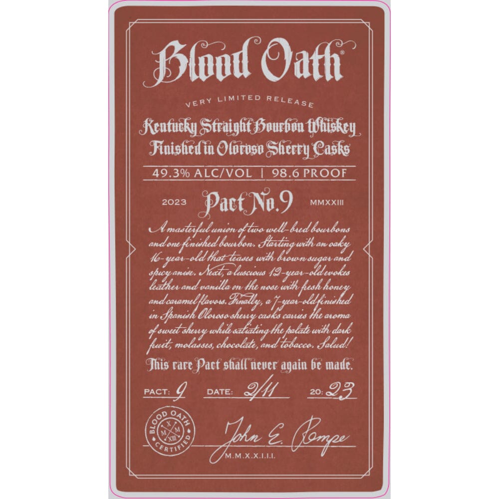 Blood Oath Pact No. 9 Bourbon Blood Oath 